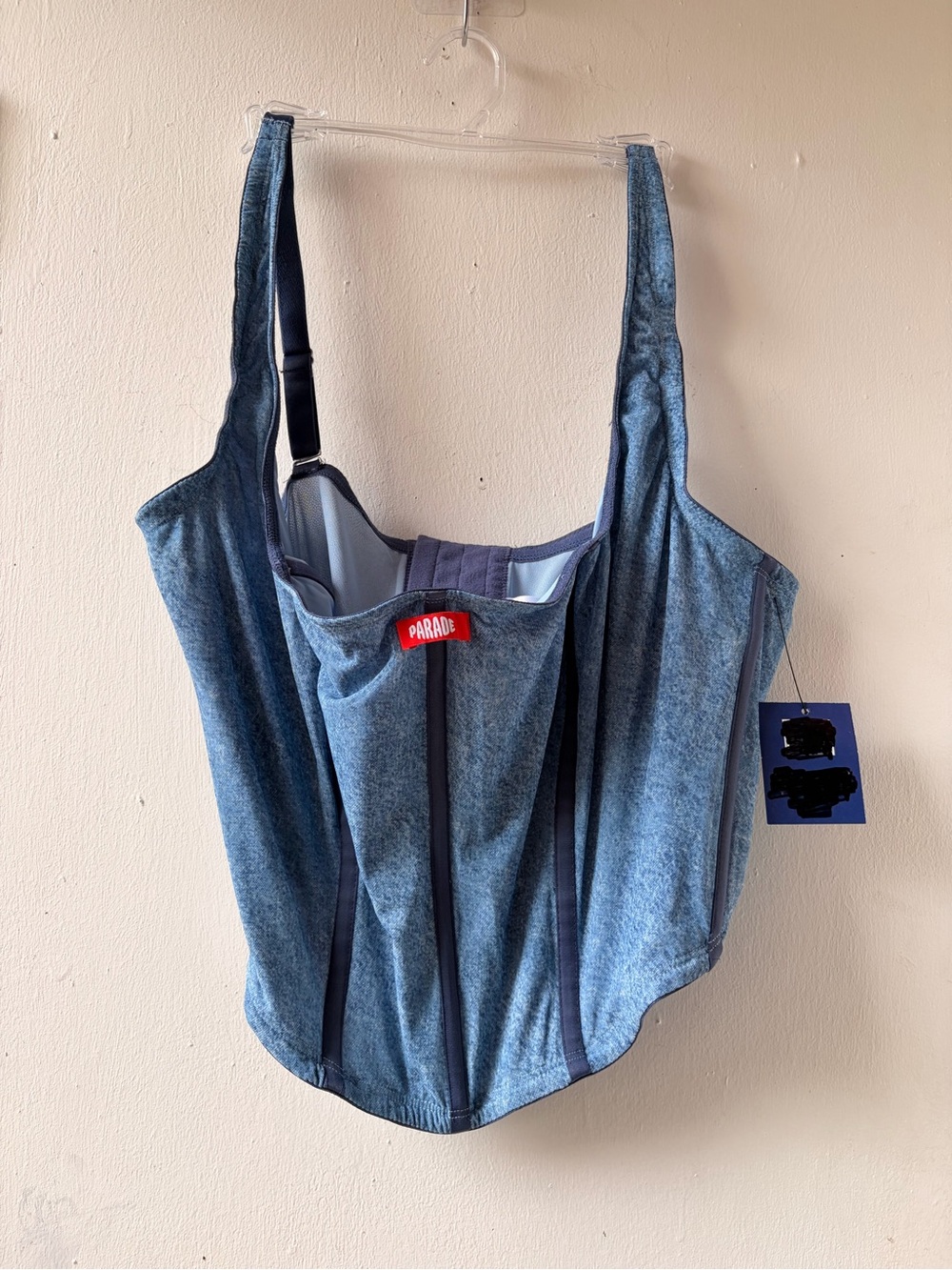 Parade Blue Denim-Effect Corset Bra Top